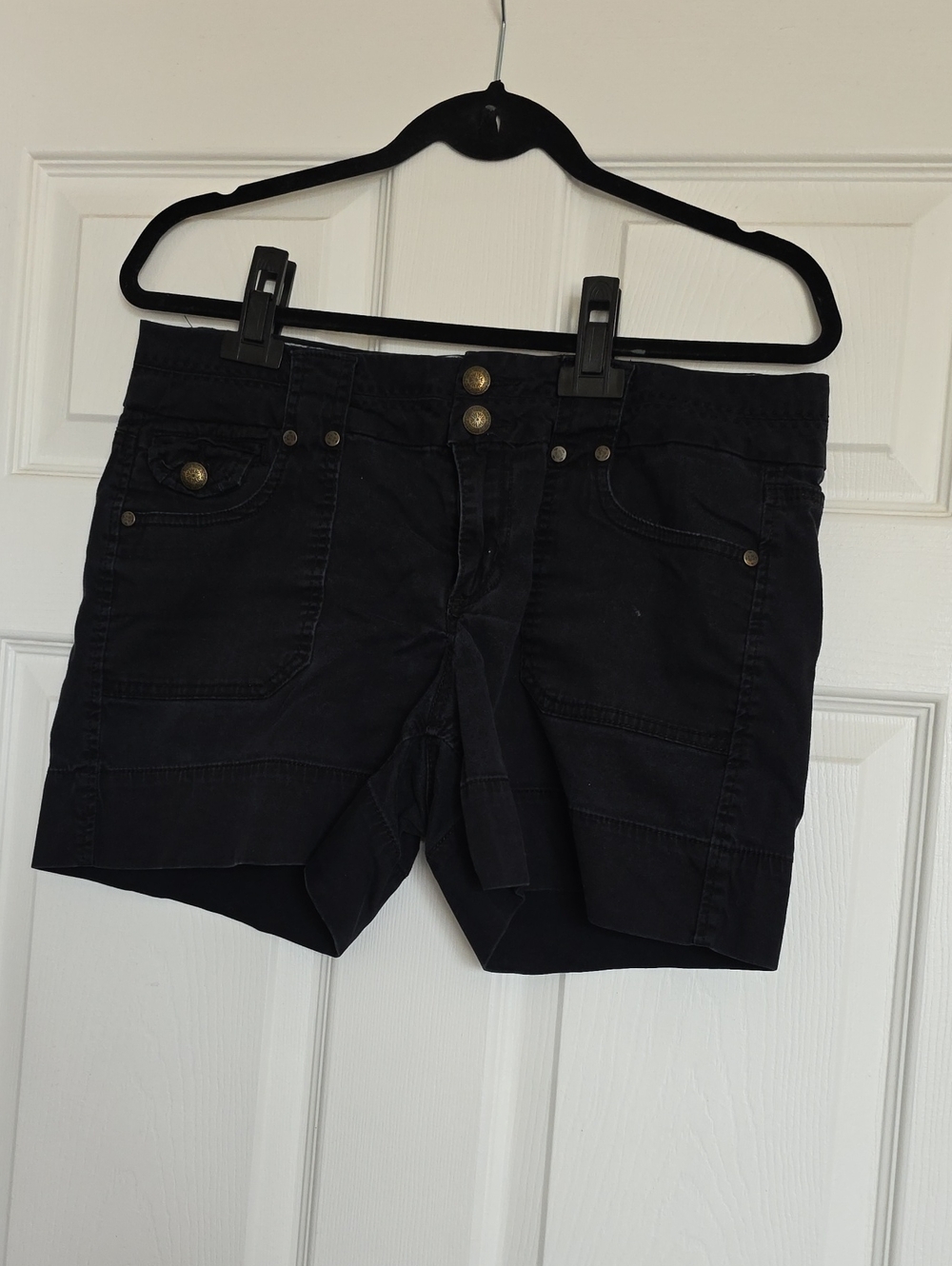 Black Casual Women’s Jean Shorts with Button Front
